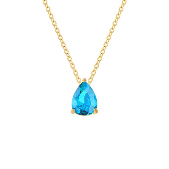 Collar con Colgante de Gota de Agua en Circonio Piedra de Nacimiento