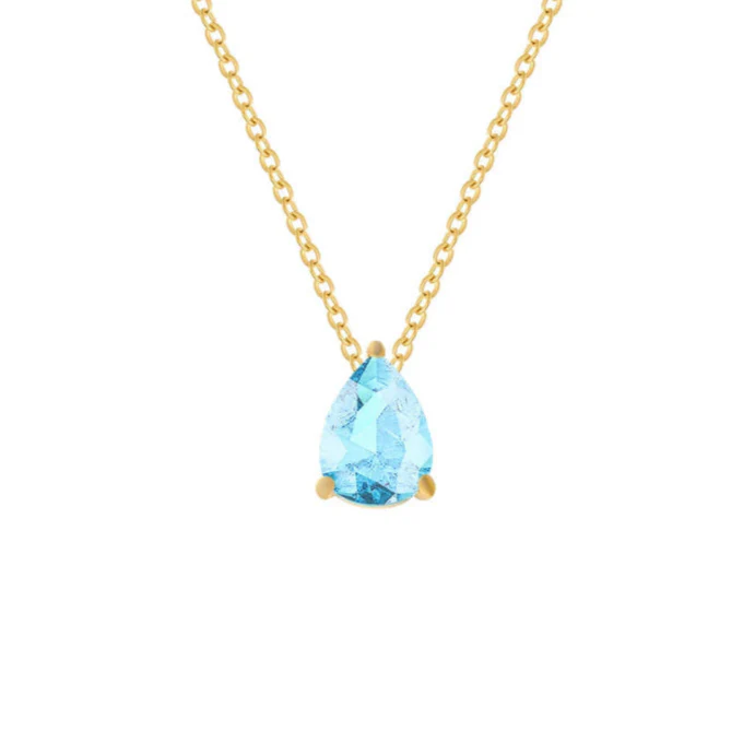 Collar con Colgante de Gota de Agua en Circonio Piedra de Nacimiento