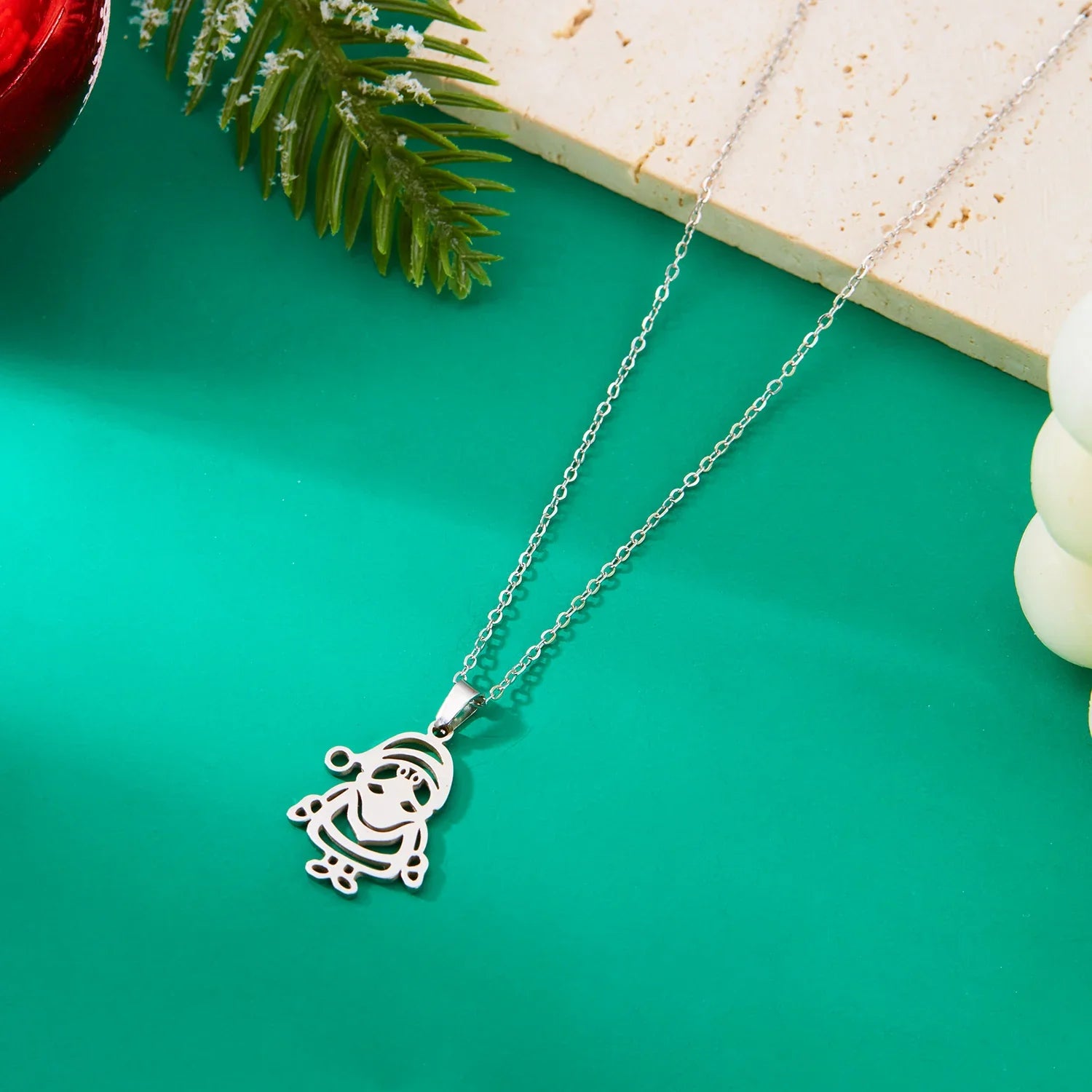 Collar con Colgante Invernal Papá Noel plata