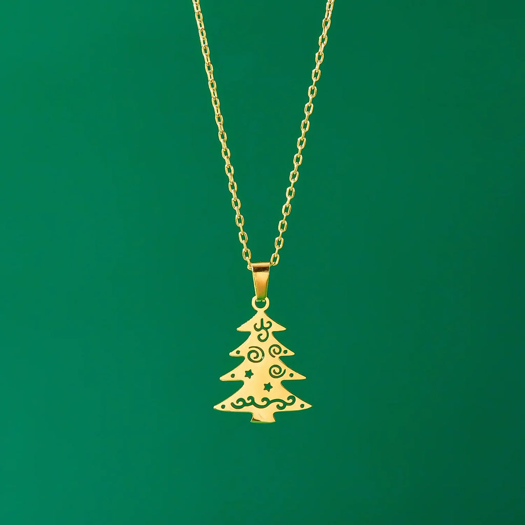 Collar con Colgante Invernal abeto oro