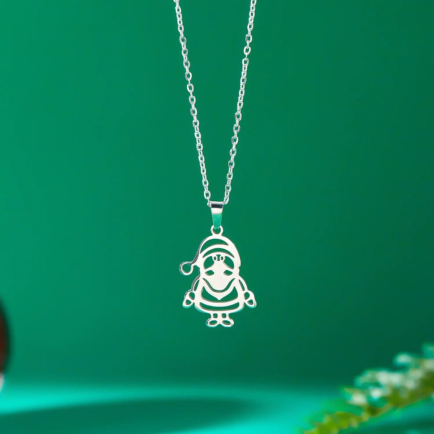 Collar con Colgante Invernal Papá Noel plata