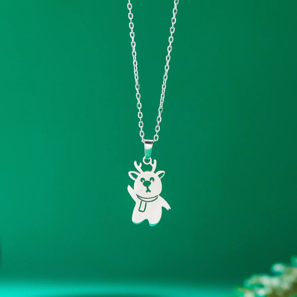 Collar con Colgante Invernal muñeco de nieve plata