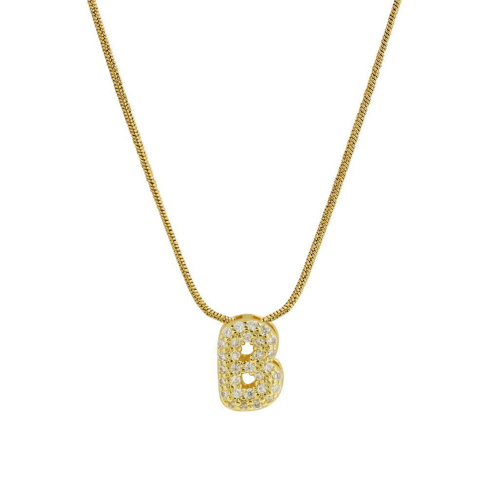Collier avec pendentif initiale en strass pour femme - lettre