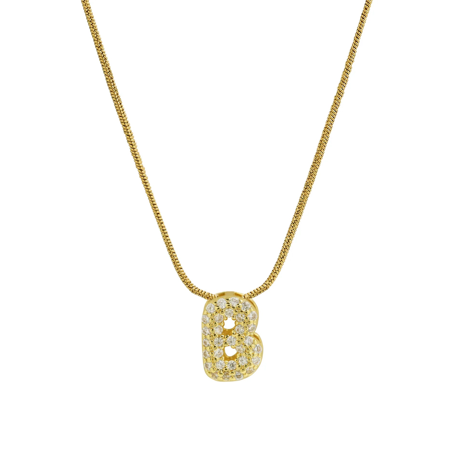 Collier avec pendentif initiale en strass pour femme - lettre