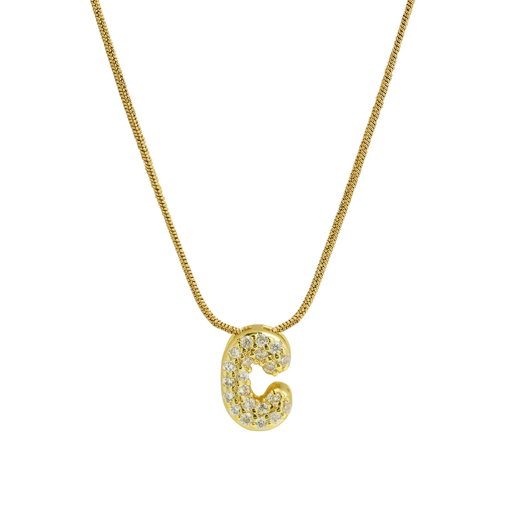 Collier avec pendentif initiale en strass pour femme - lettre