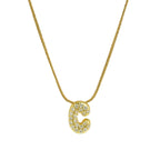 Collier avec pendentif initiale en strass pour femme - lettre