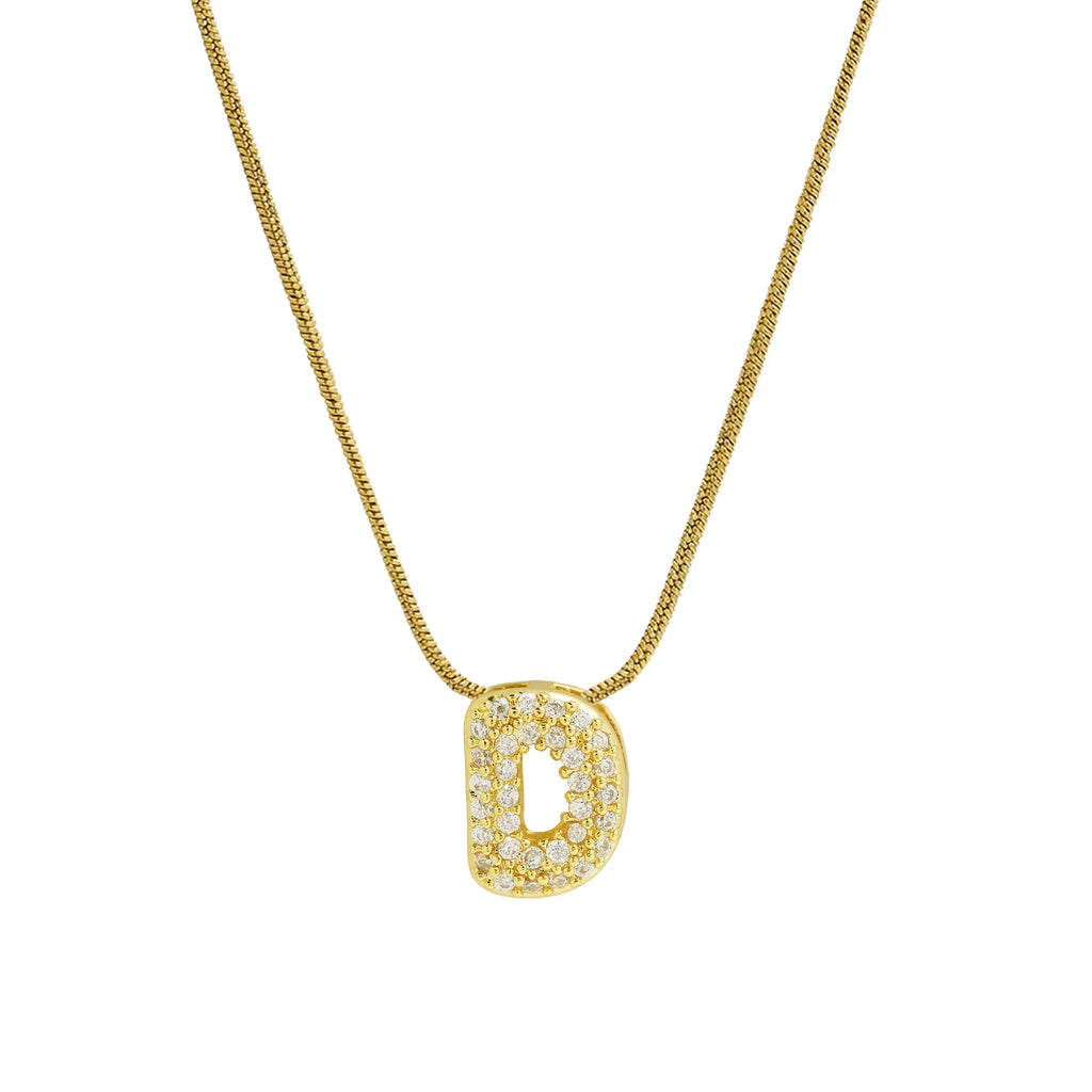 Collier avec pendentif initiale en strass pour femme - lettre