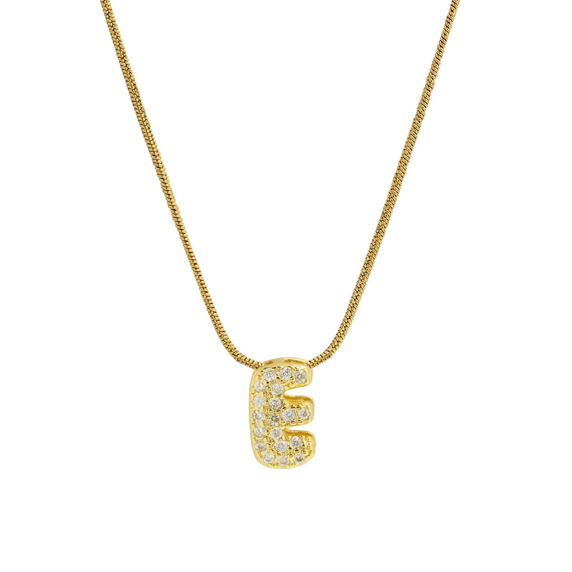 Collier avec pendentif initiale en strass pour femme - lettre