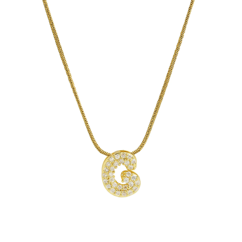 Collier avec pendentif initiale en strass pour femme - lettre