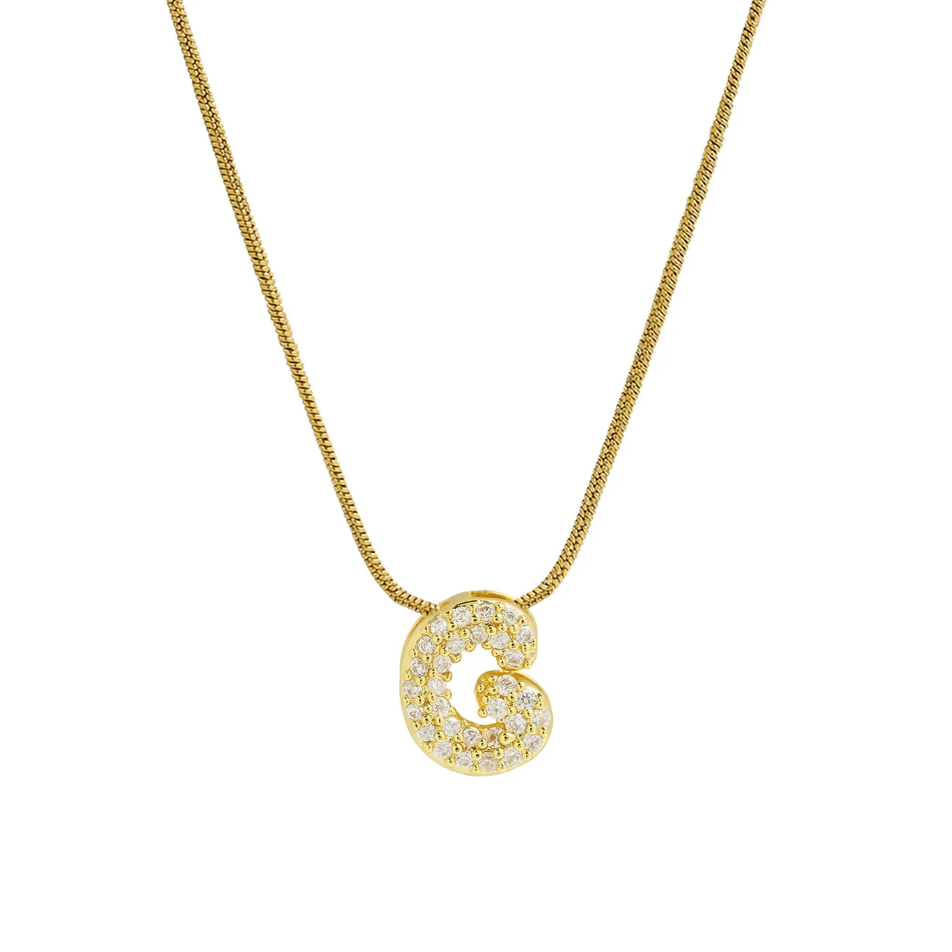 Collier avec pendentif initiale en strass pour femme - lettre