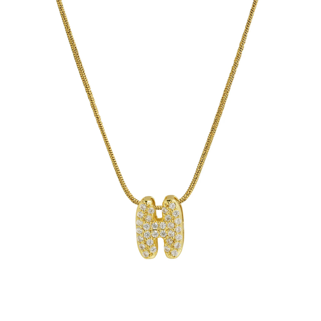 Collier avec pendentif initiale en strass pour femme - lettre