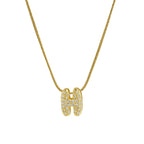 Collier avec pendentif initiale en strass pour femme - lettre