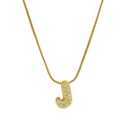 Collier avec pendentif initiale en strass pour femme - lettre