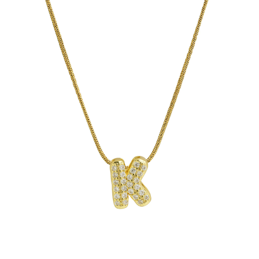 Collier avec pendentif initiale en strass pour femme - lettre