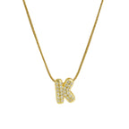 Collier avec pendentif initiale en strass pour femme - lettre