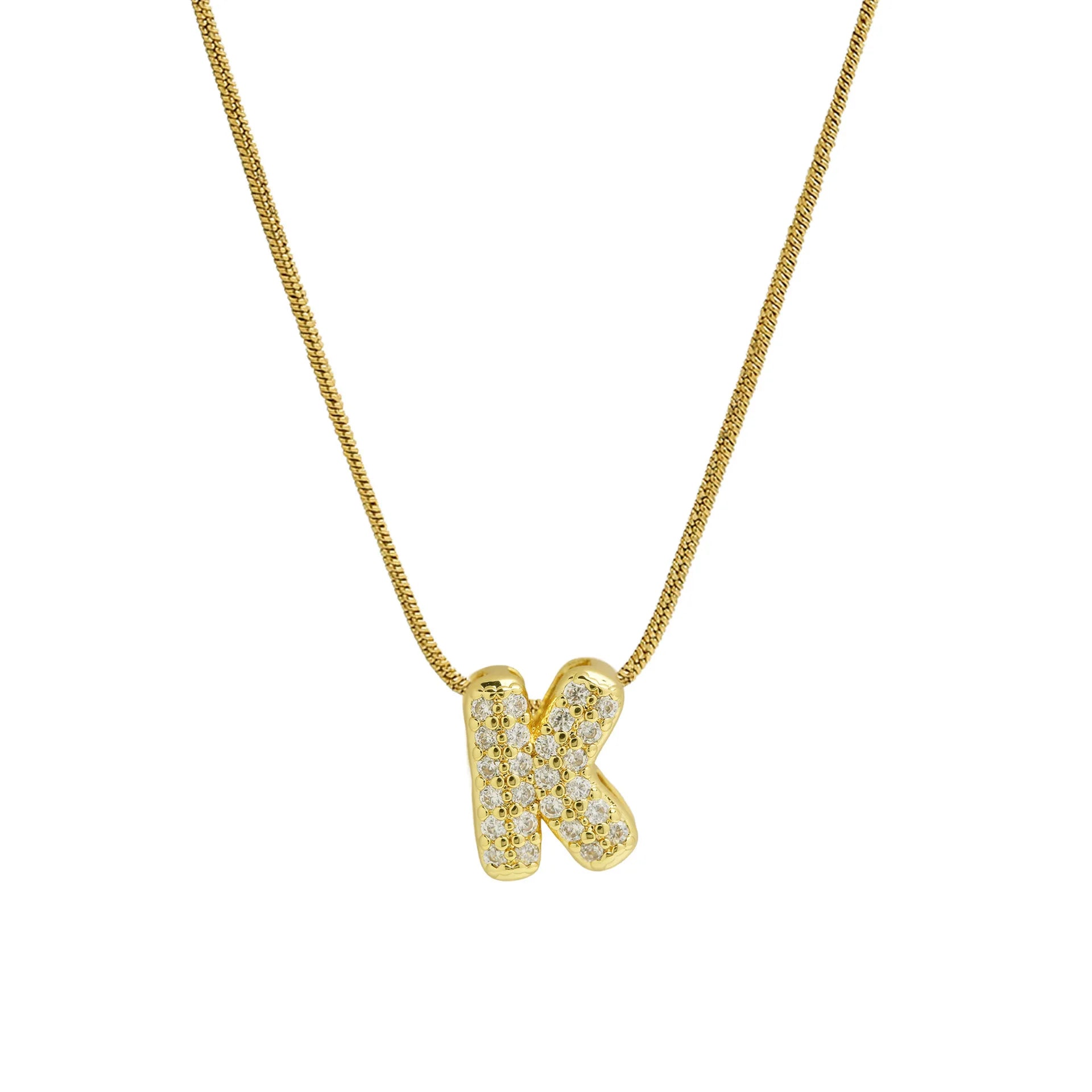Collier avec pendentif initiale en strass pour femme - lettre