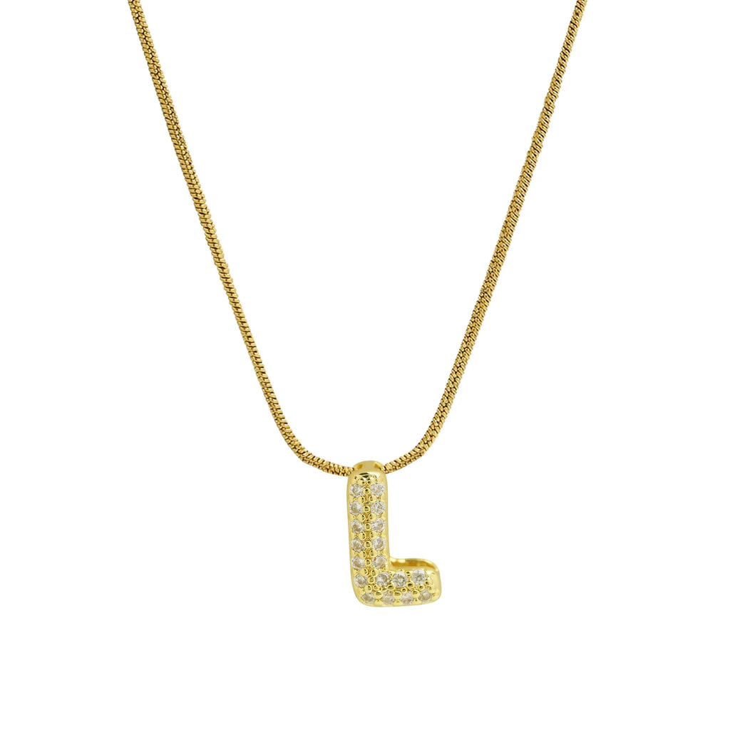 Collier avec pendentif initiale en strass pour femme - lettre