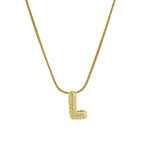 Collier avec pendentif initiale en strass pour femme - lettre