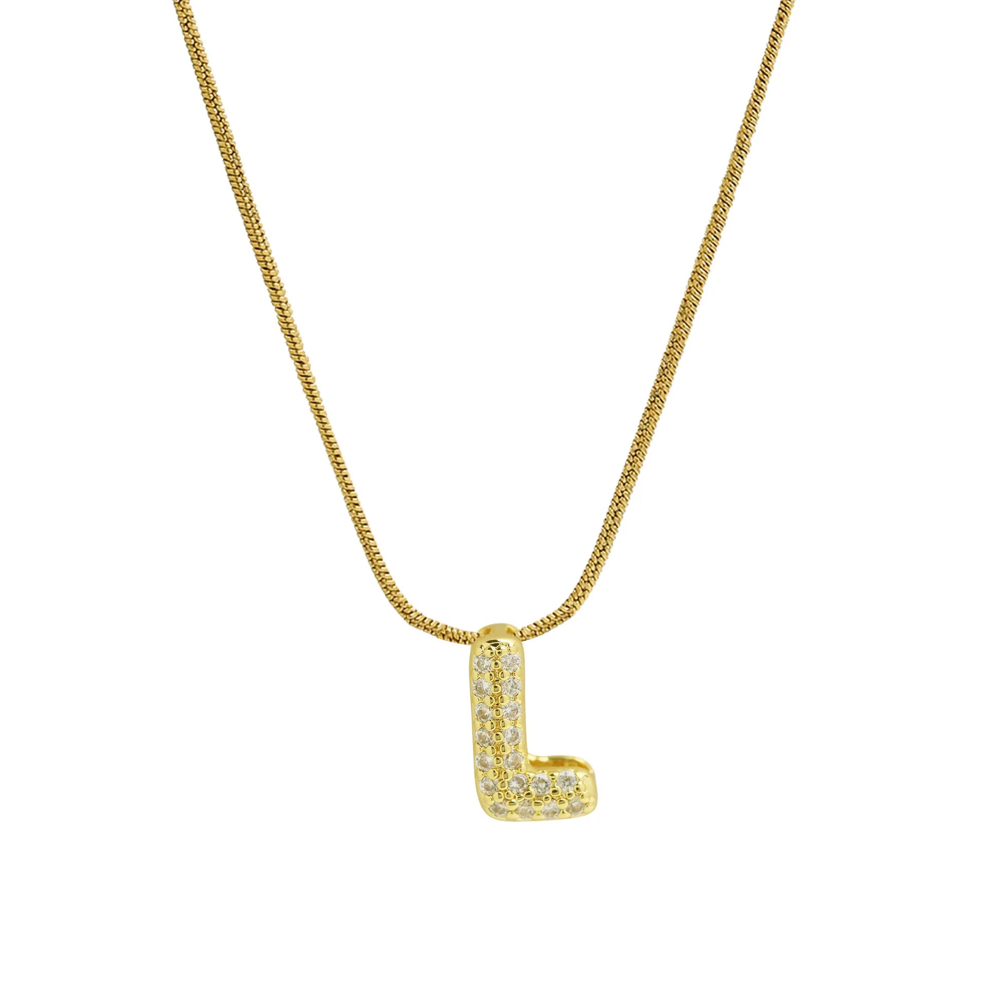 Collier avec pendentif initiale en strass pour femme - lettre