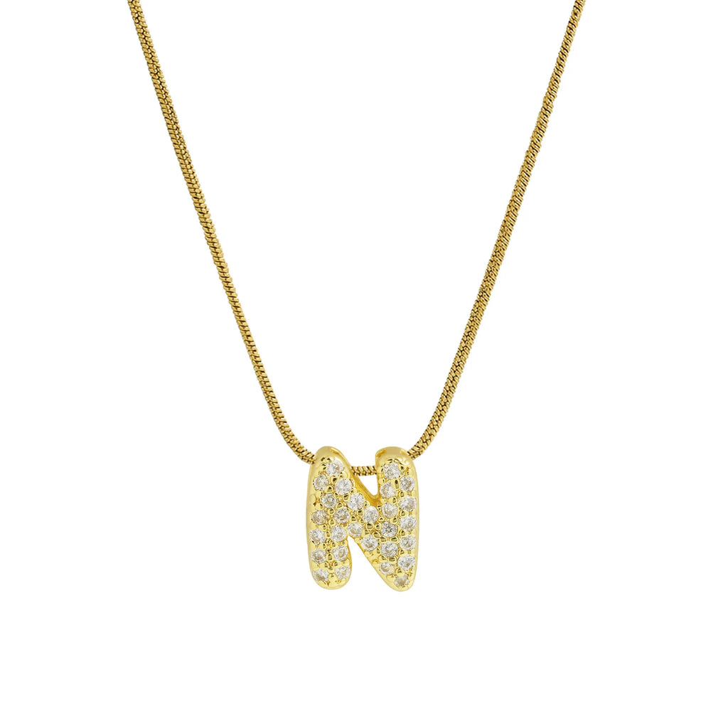 Collier avec pendentif initiale en strass pour femme - lettre