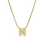 Collier avec pendentif initiale en strass pour femme - lettre