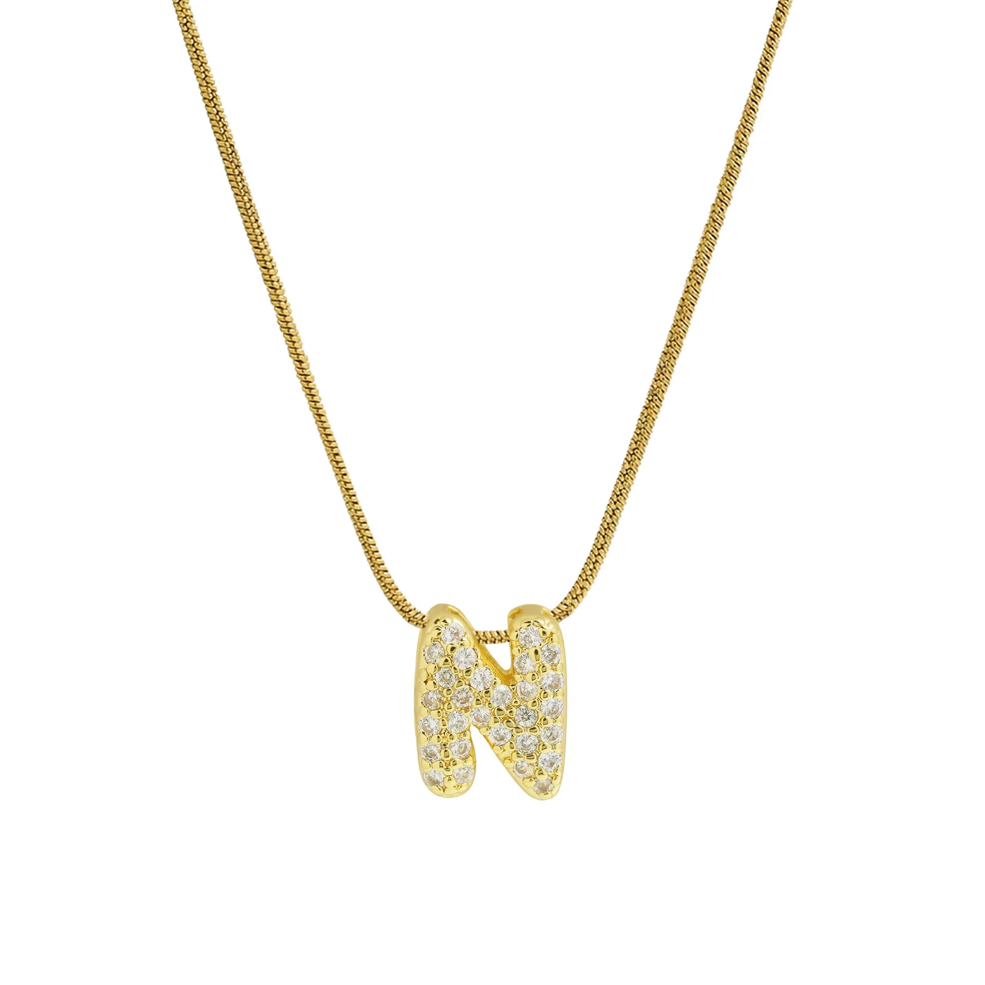 Collier avec pendentif initiale en strass pour femme - lettre