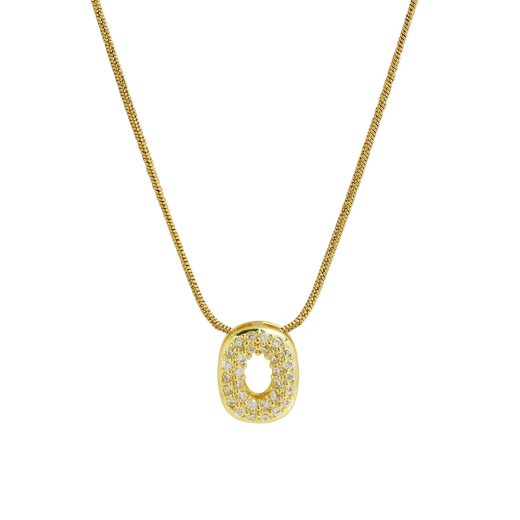 Collier avec pendentif initiale en strass pour femme - lettre