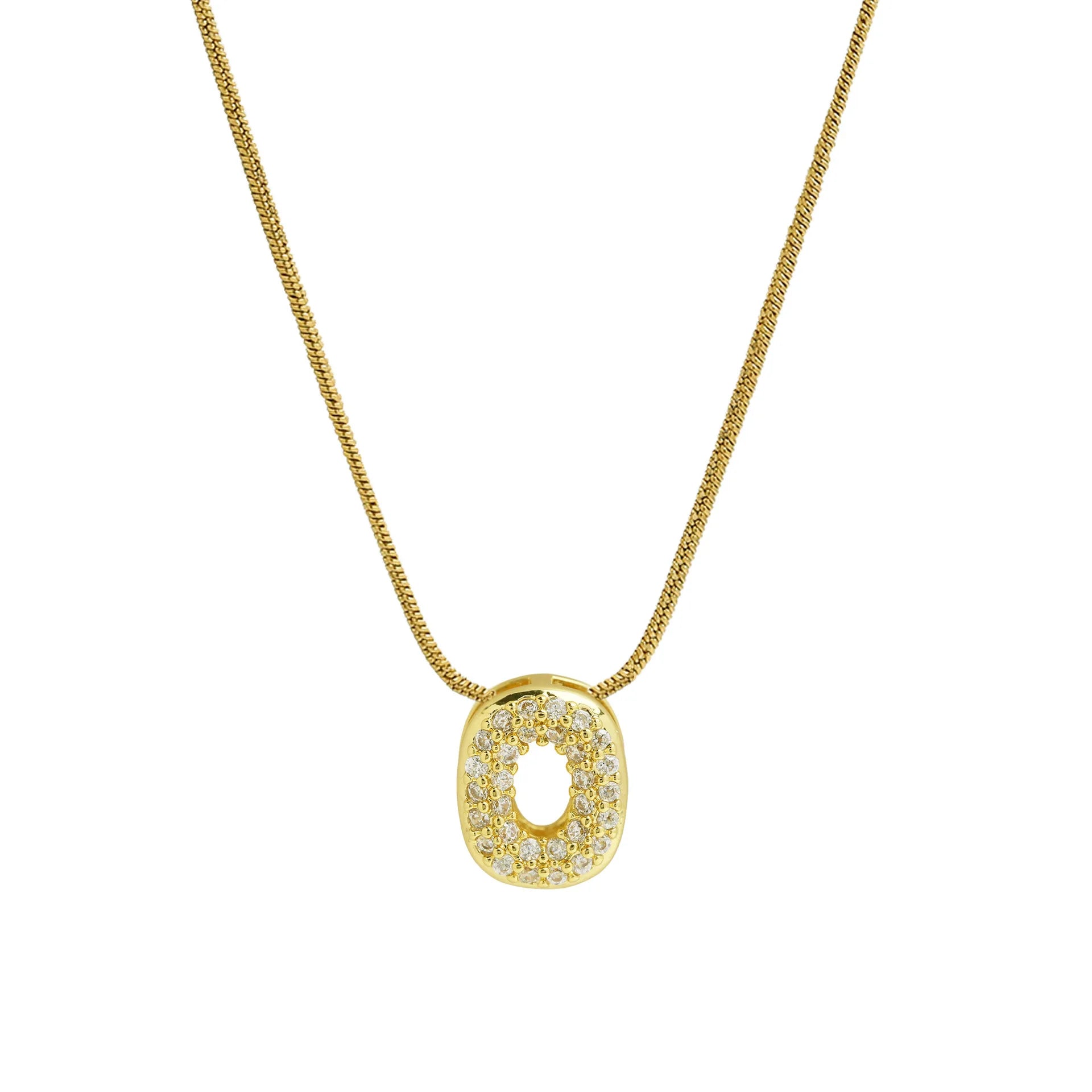 Collier avec pendentif initiale en strass pour femme - lettre