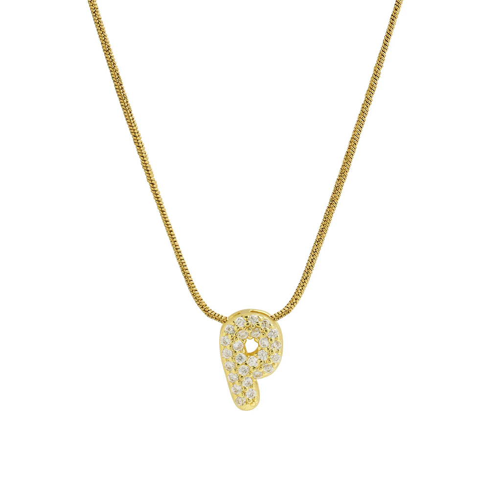 Collier avec pendentif initiale en strass pour femme - lettre