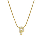 Collier avec pendentif initiale en strass pour femme - lettre
