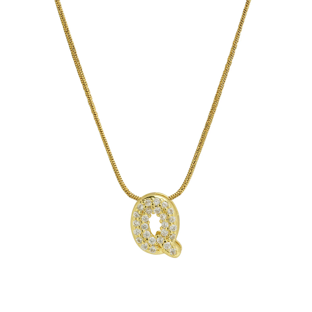 Collier avec pendentif initiale en strass pour femme - lettre