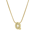 Collier avec pendentif initiale en strass pour femme - lettre