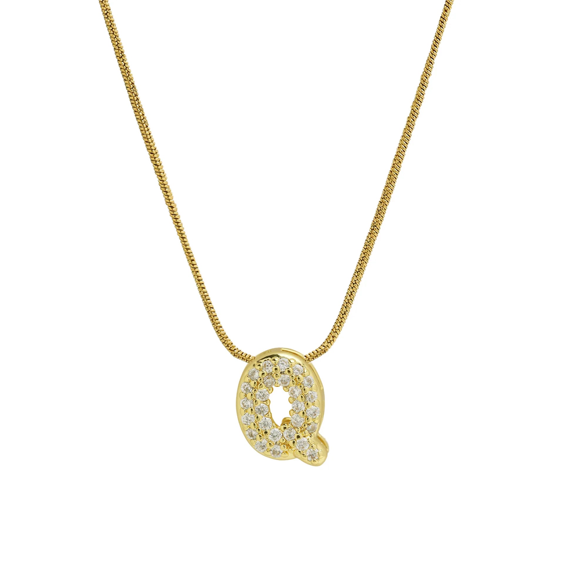 Collier avec pendentif initiale en strass pour femme - lettre