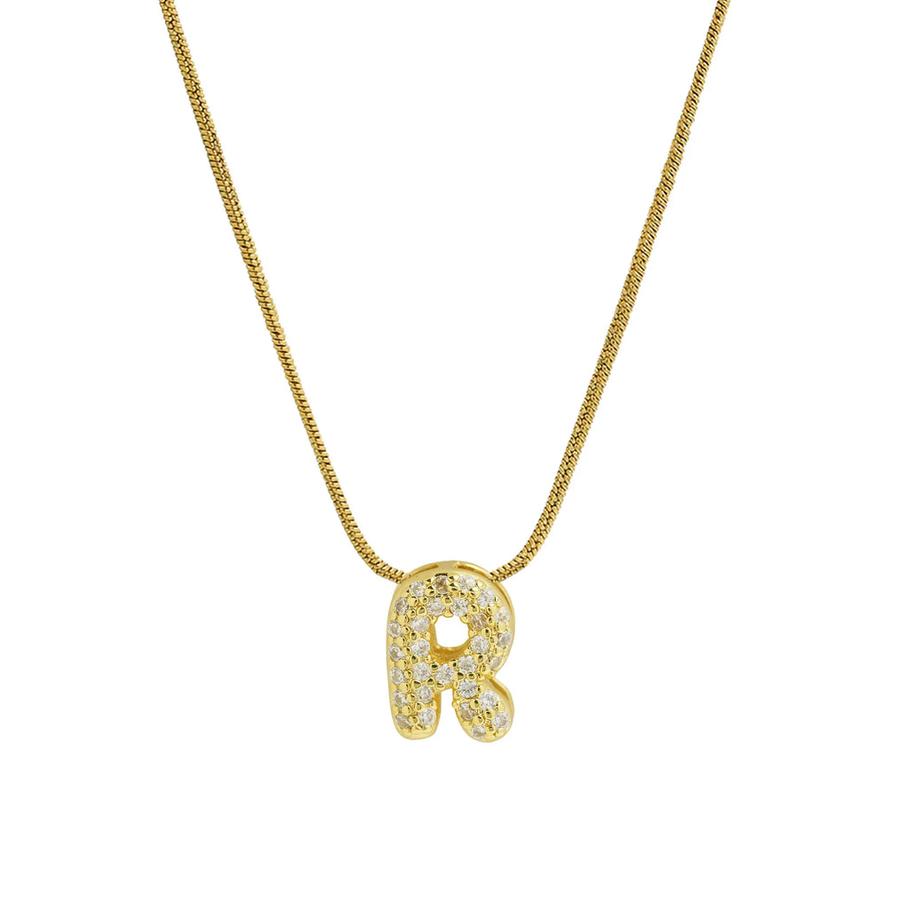 Collier avec pendentif initiale en strass pour femme - lettre