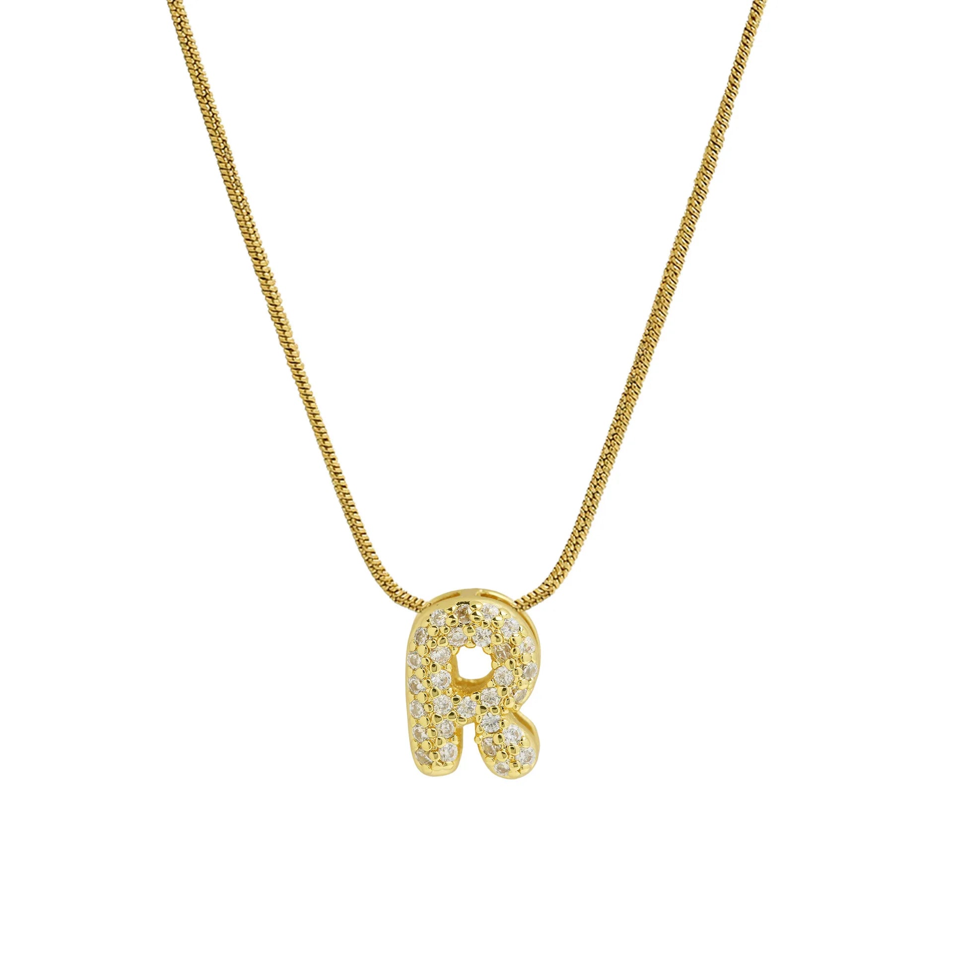 Collier avec pendentif initiale en strass pour femme - lettre