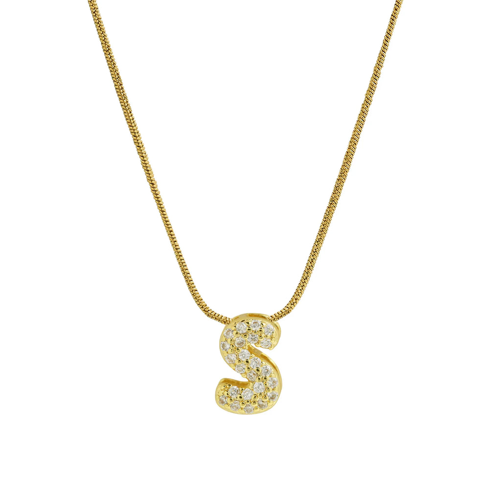 Collier avec pendentif initiale en strass pour femme - lettre