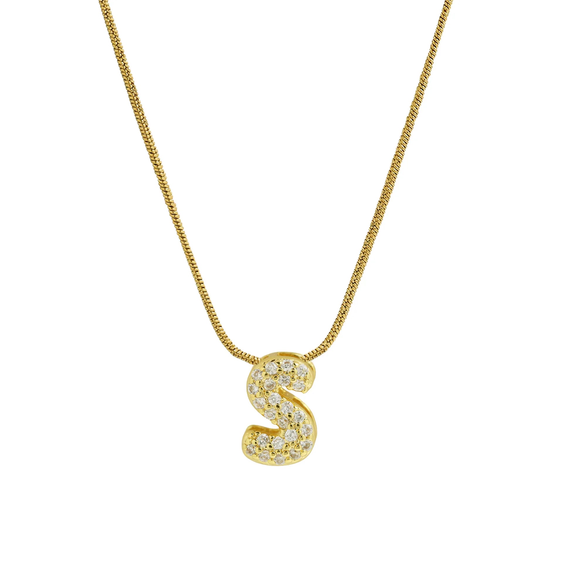 Collier avec pendentif initiale en strass pour femme - lettre