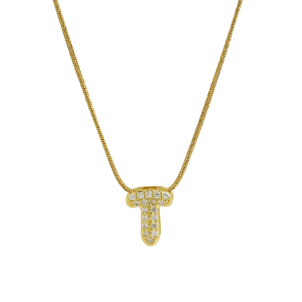Collier avec pendentif initiale en strass pour femme - lettre