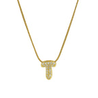 Collier avec pendentif initiale en strass pour femme - lettre