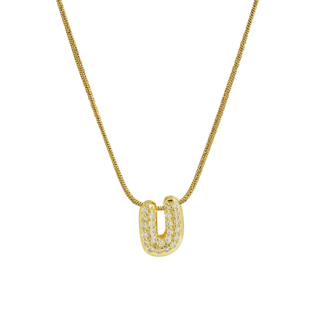 Collier avec pendentif initiale en strass pour femme - lettre