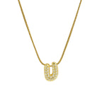 Collier avec pendentif initiale en strass pour femme - lettre