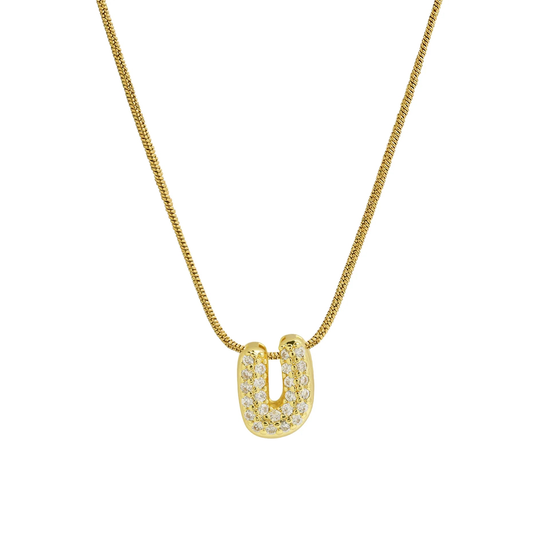 Collier avec pendentif initiale en strass pour femme - lettre