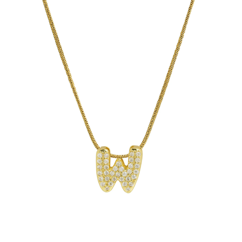 Collier avec pendentif initiale en strass pour femme - lettre