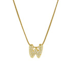 Collier avec pendentif initiale en strass pour femme - lettre