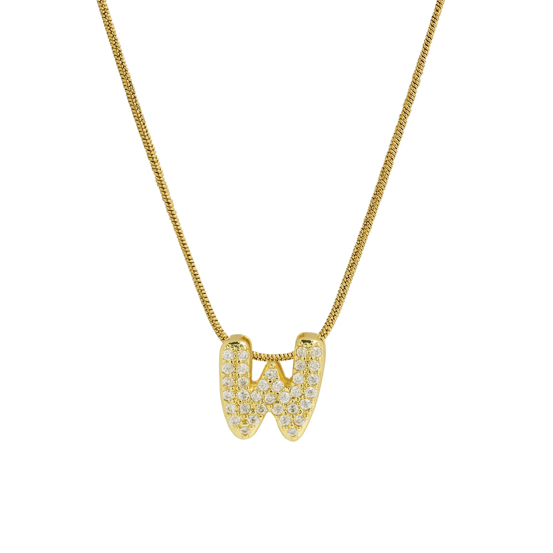 Collier avec pendentif initiale en strass pour femme - lettre