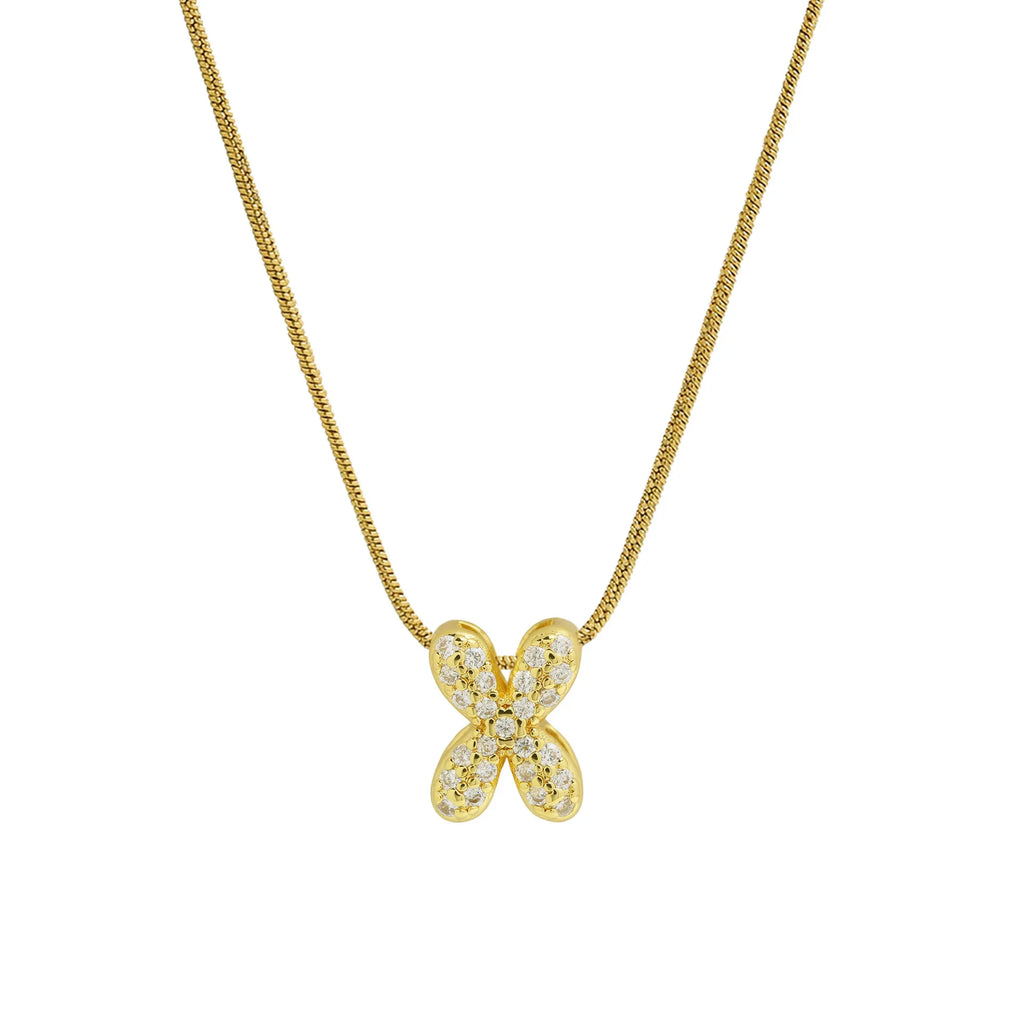 Collier avec pendentif initiale en strass pour femme - lettre