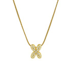 Collier avec pendentif initiale en strass pour femme - lettre