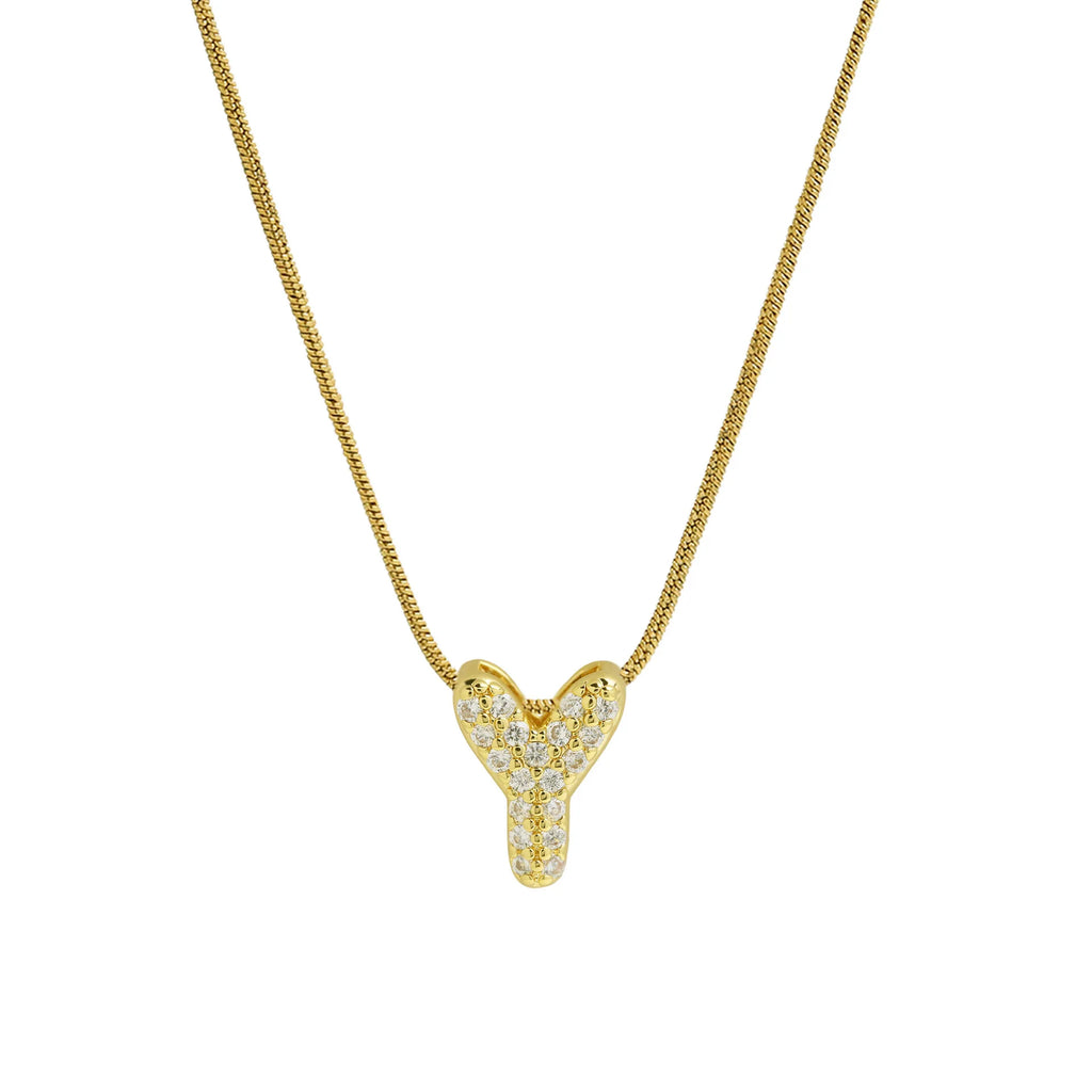 Collier avec pendentif initiale en strass pour femme - lettre