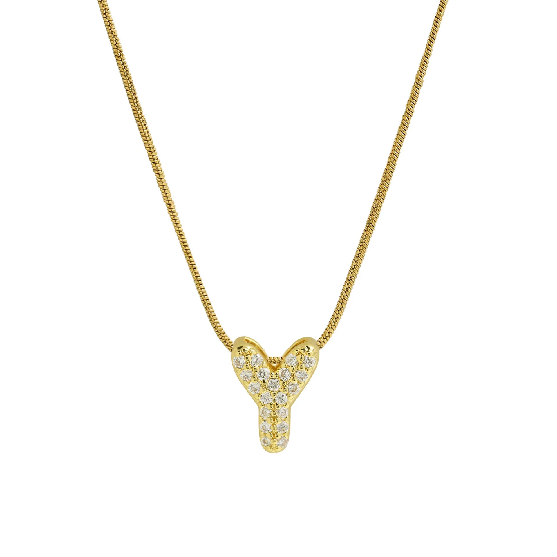 Collier avec pendentif initiale en strass pour femme - lettre