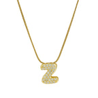 Collier avec pendentif initiale en strass pour femme - lettre